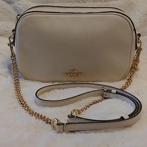 Coach Isla Leather Crossbody Handbag Purse, Chalk